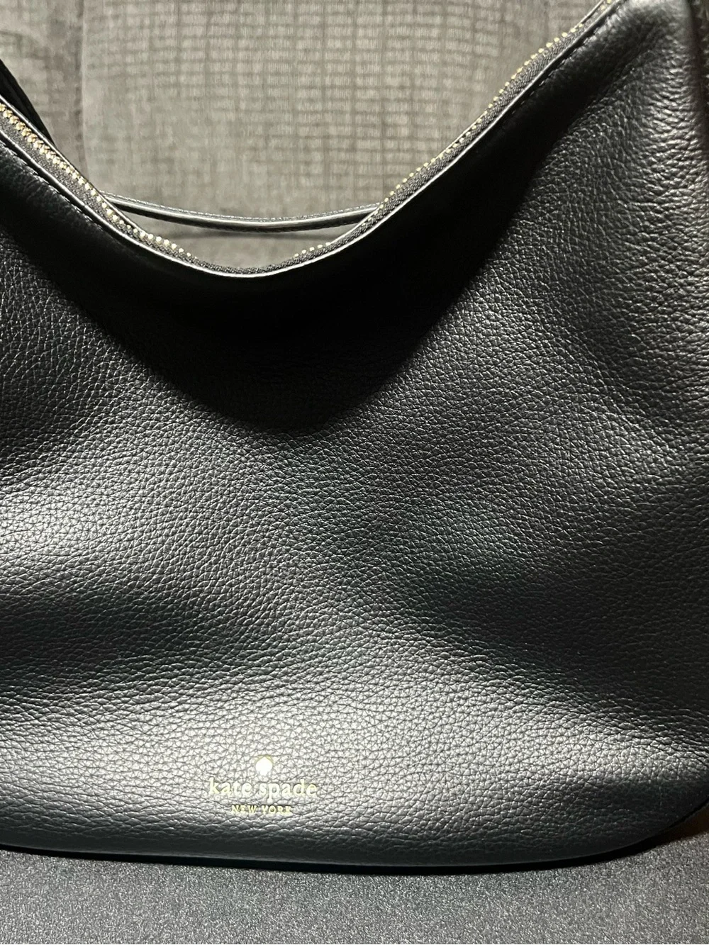 kate spade Black Pebbled Leather Hobo with Gold Hardware